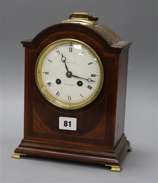 A Maple & Co Ltd walnut dome-topped mantel clock height 25.5cm
